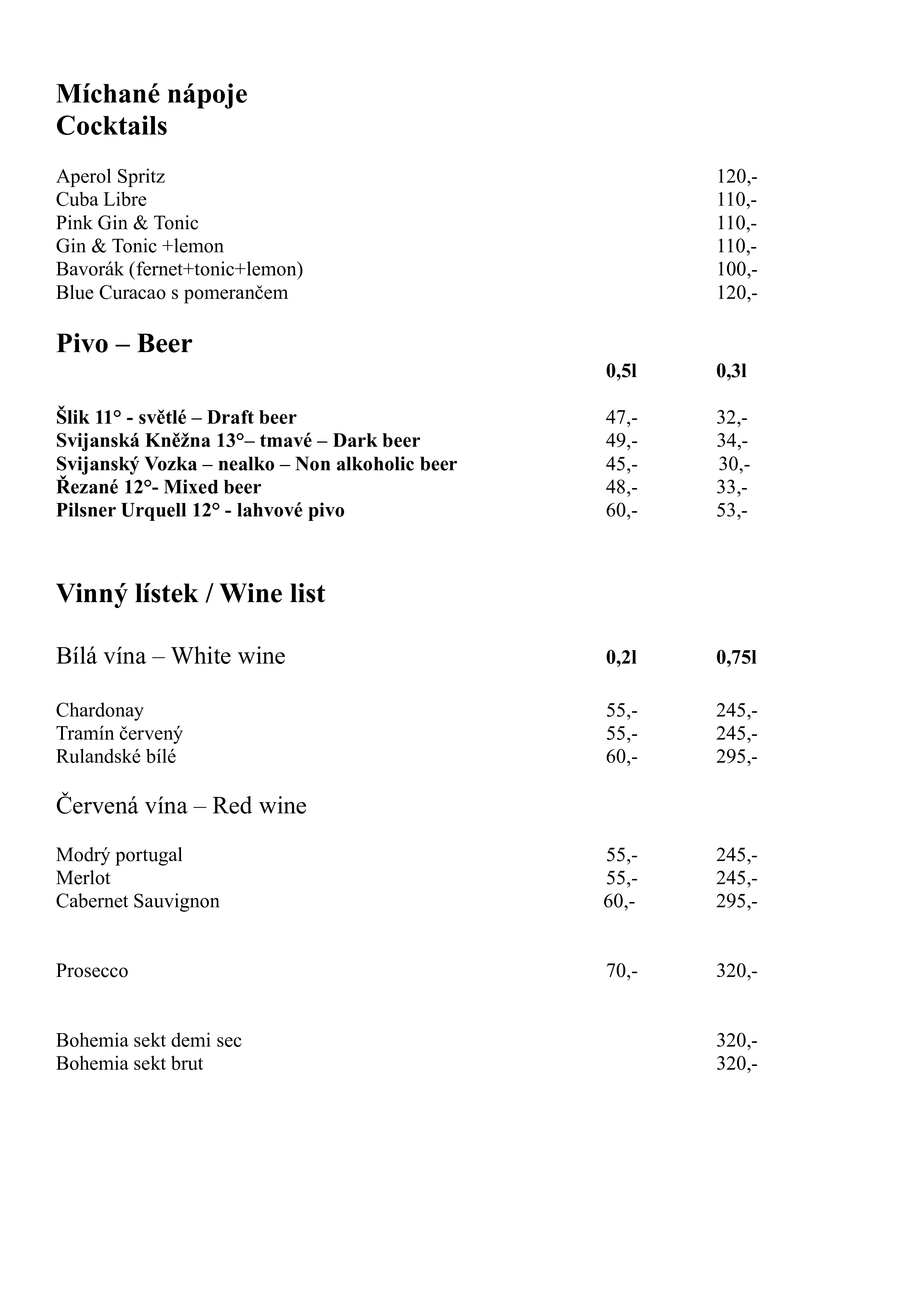 Nápojový lístek - stránka 2