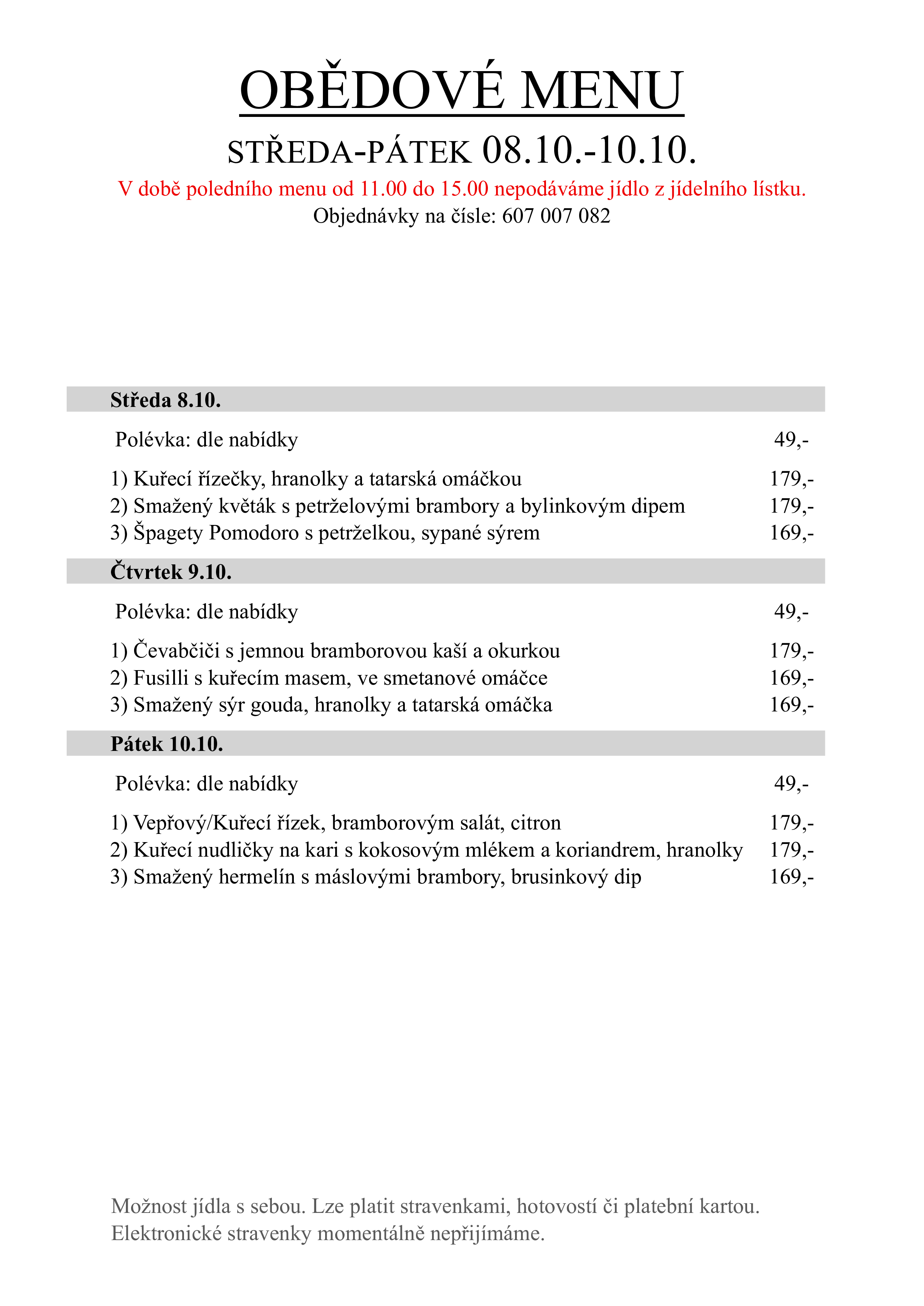 Obědové menu 